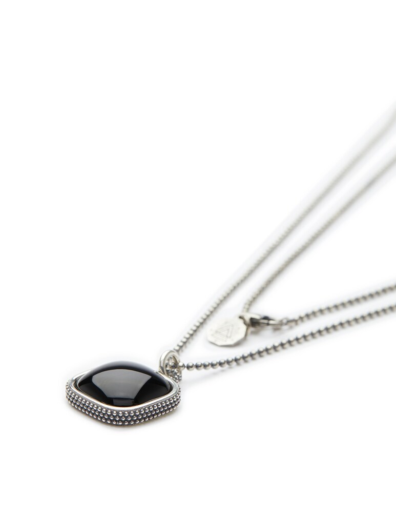 NOVE25 Collana pendente quadrato puntinato onice s150 l70 - nero Sottocosto