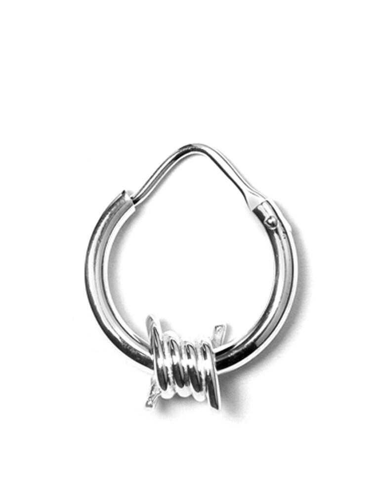 NOVE25 Orecchino singolo lobo cerchio filo spinato - argento Vendita calda
