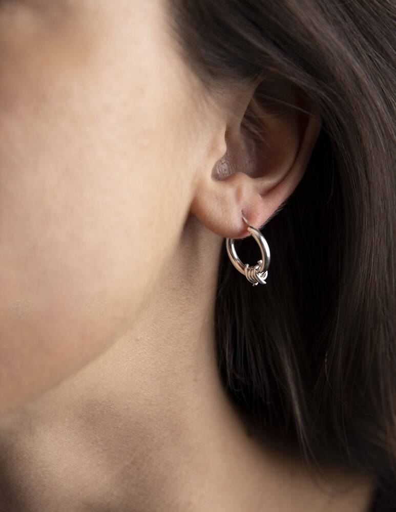 NOVE25 Orecchino singolo lobo cerchio filo spinato - argento Vendita calda