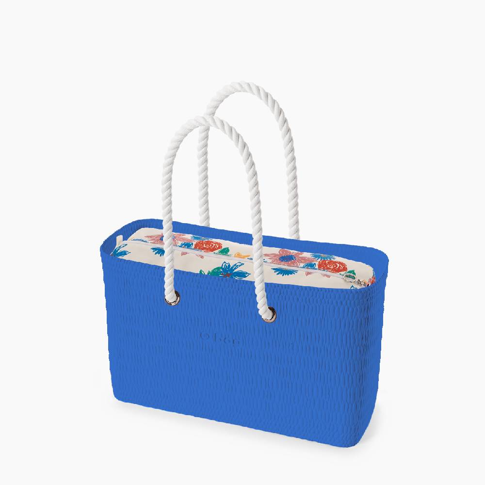 O bag beach marina e bianco stampa fiori