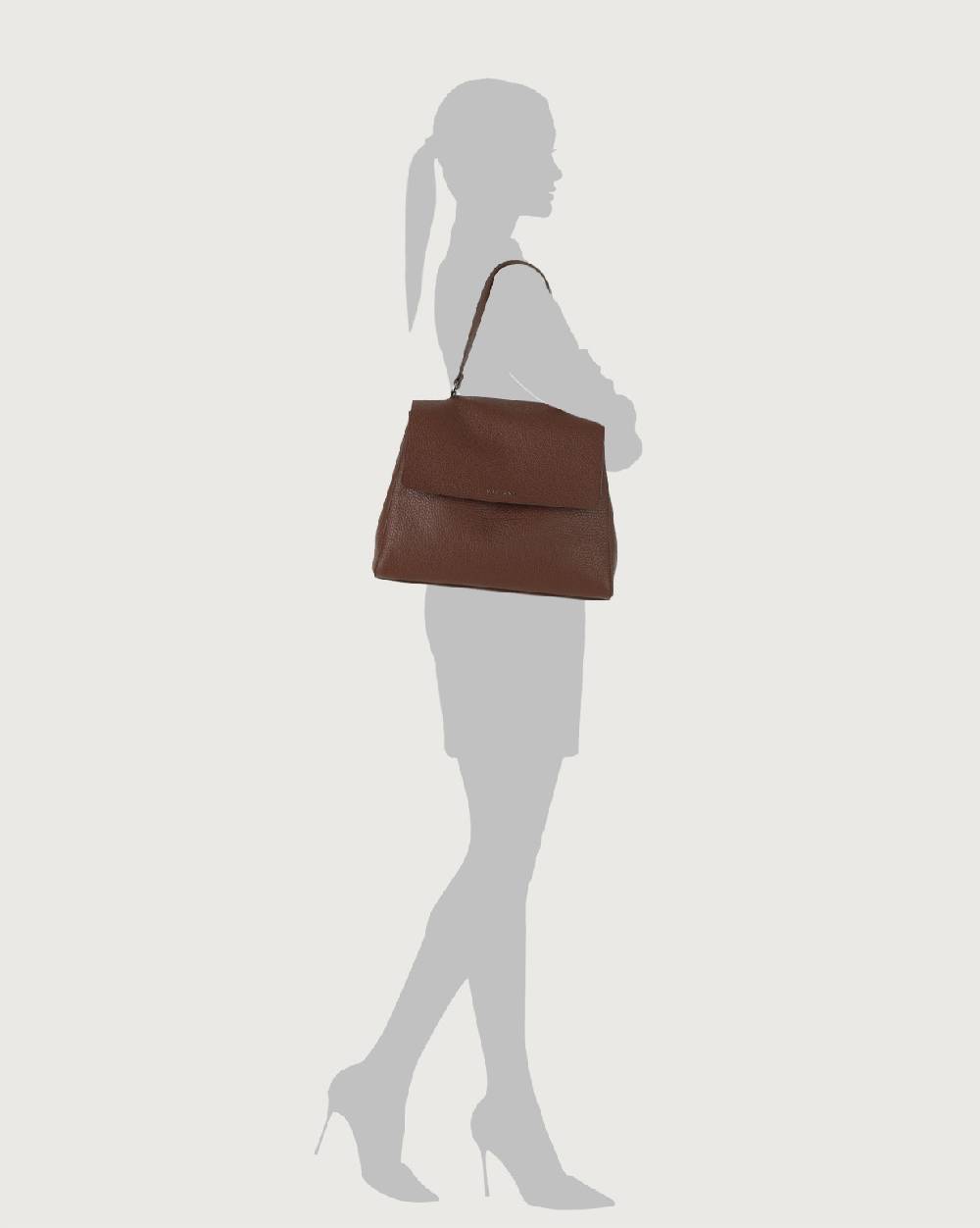 Orciani Borsa a spalla grande Sveva Soft in pelle con tracolla Saldi Di Fabbrica