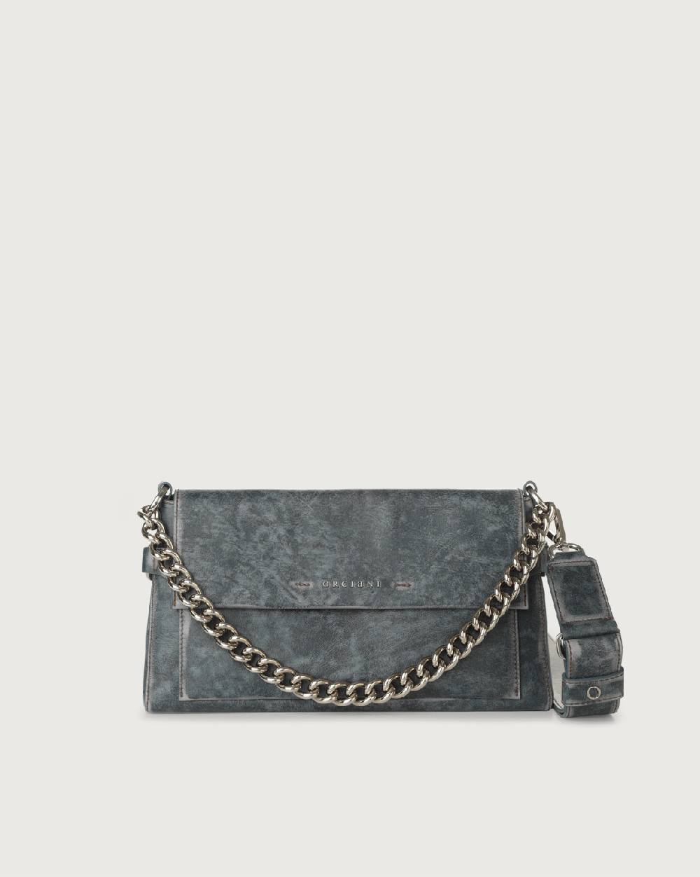 Orciani Borsa a spalla Missy Longuette Delavè in pelle con catena e tracolla