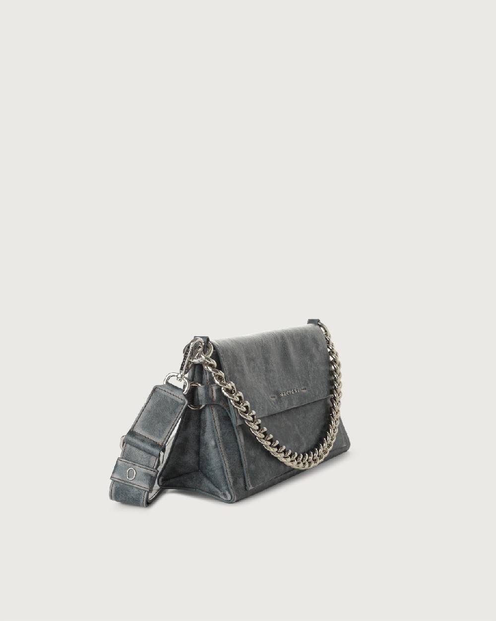 Orciani Borsa a spalla Missy Longuette Delavè in pelle con catena e tracolla Consegna Veloce