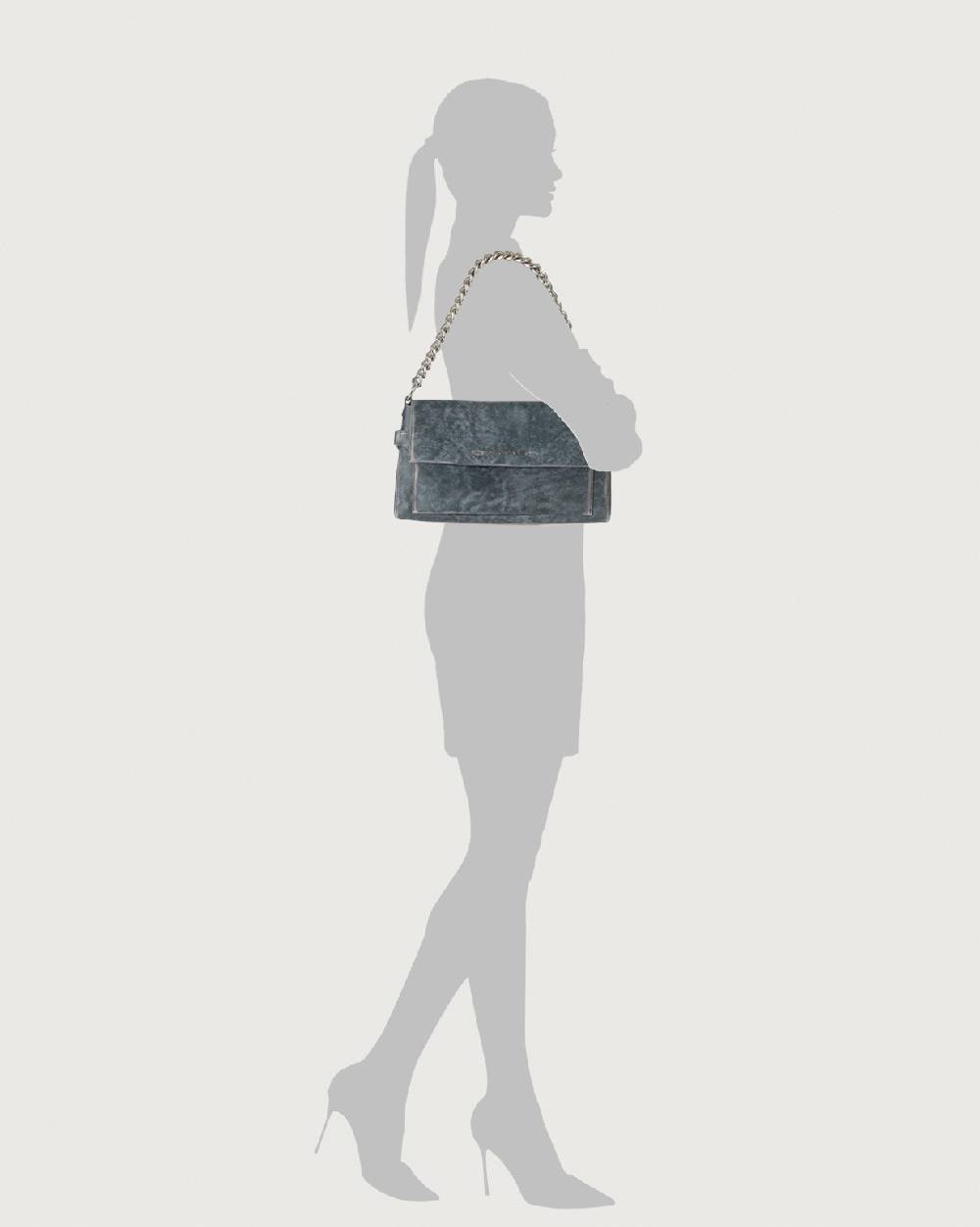 Orciani Borsa a spalla Missy Longuette Delavè in pelle con catena e tracolla Consegna Veloce