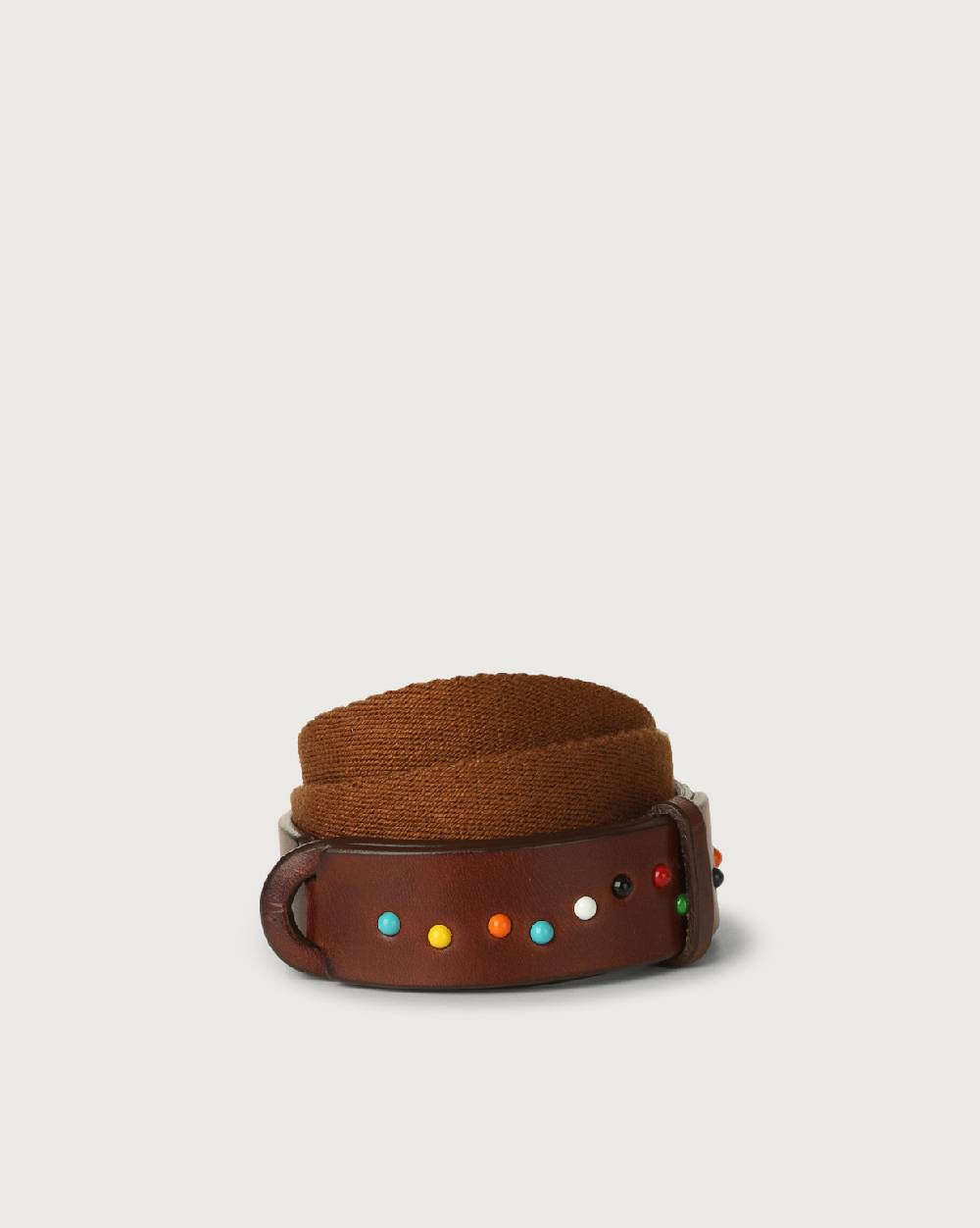 Orciani Cintura Nobuckle Kids Point Color in cuoio e tessuto con micro-borchie