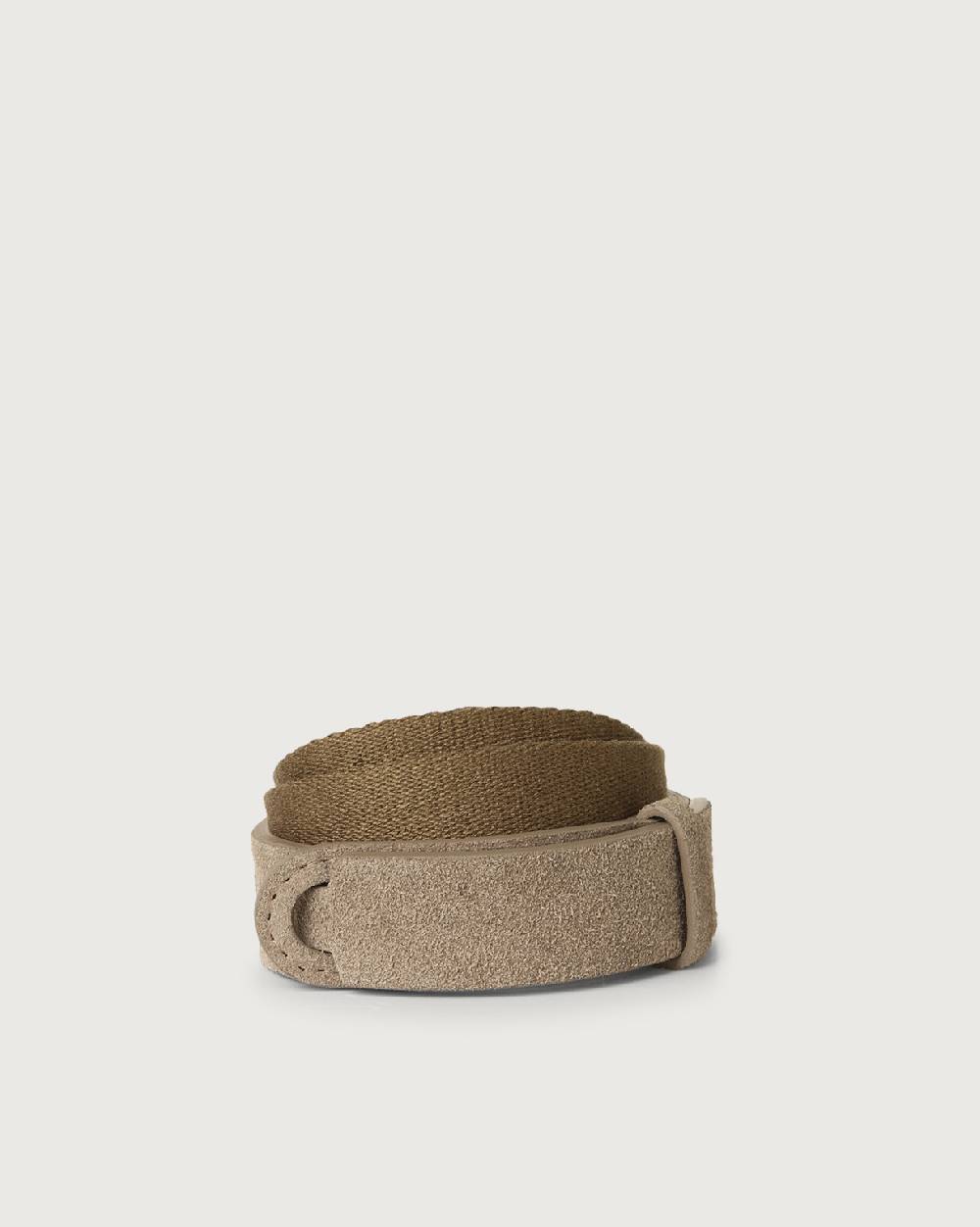 Orciani Cintura Nobuckle Kids Suede in camoscio e tessuto
