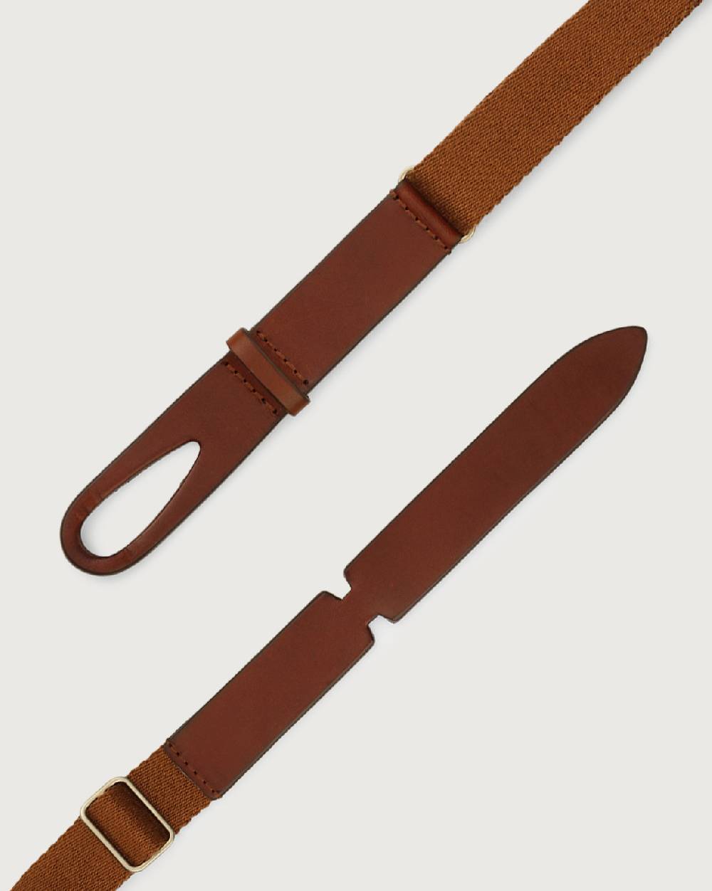 Orciani Cintura Nobuckle Kids Bull in cuoio e tessuto Presa