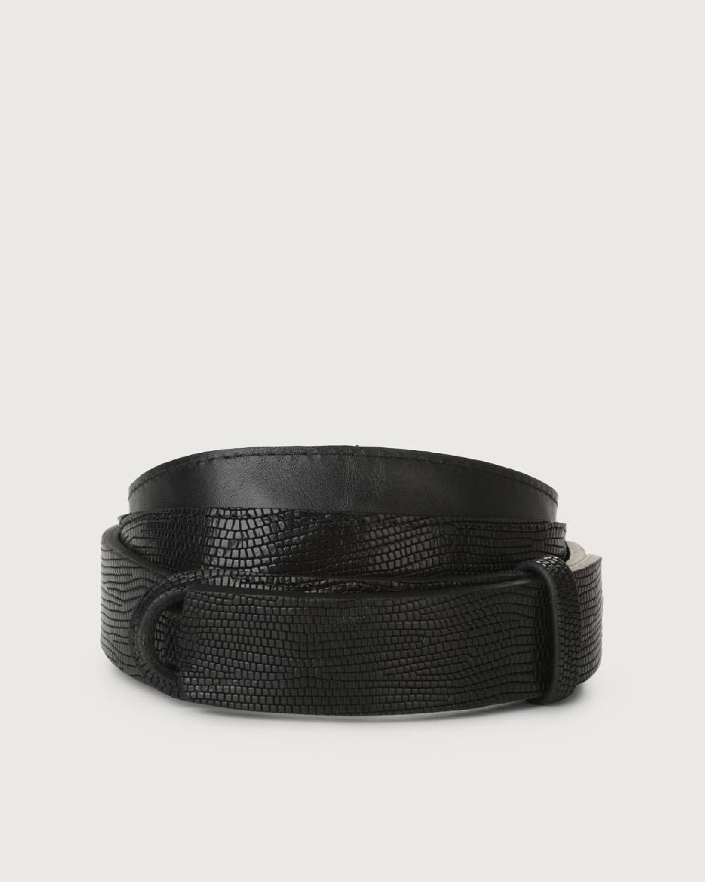 Orciani Cintura Nobuckle Lizard in cuoio