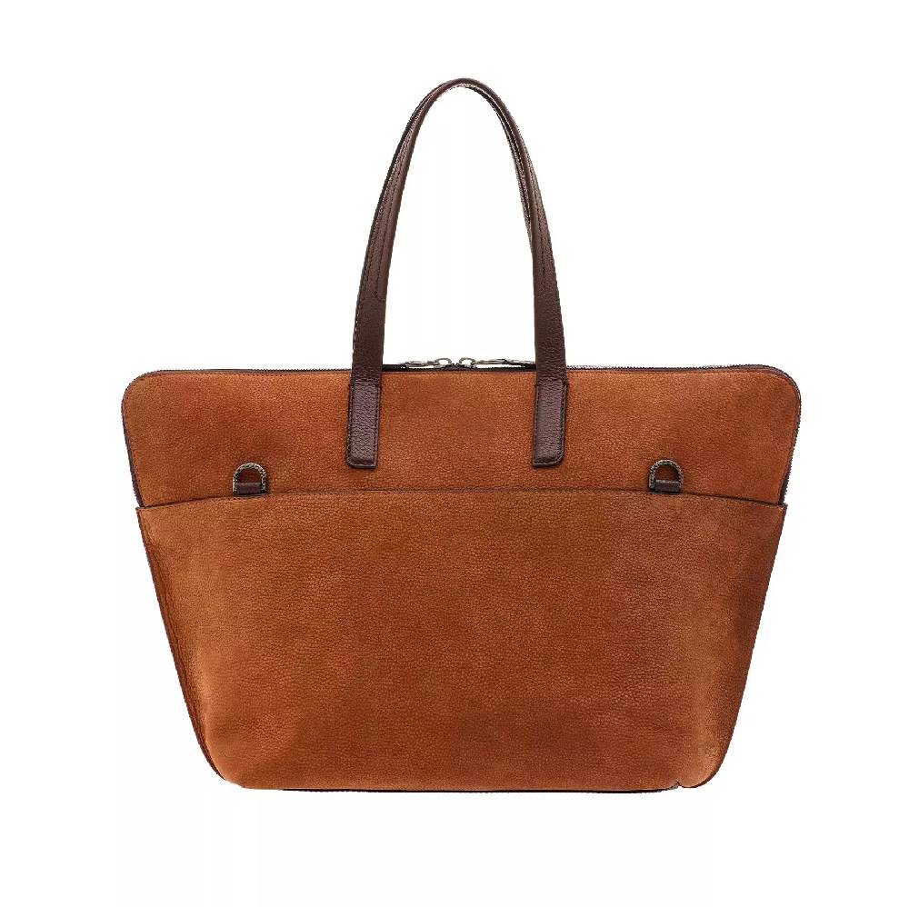 Pineider Saddle Tote Bag in Nabuk Sottocosto