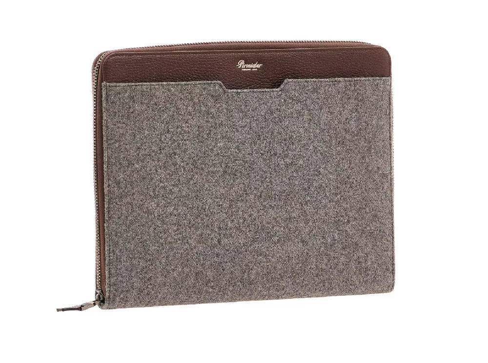 Pineider Porta ipad con zip in Wool Vendita Economica