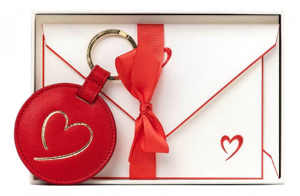 Pineider Portachiavi con Cuore in Pelle
