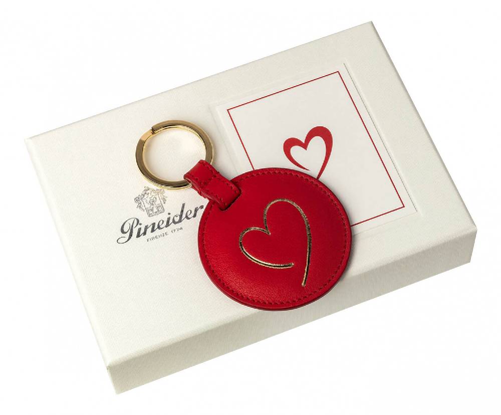 Pineider Portachiavi con Cuore in Pelle Nuova