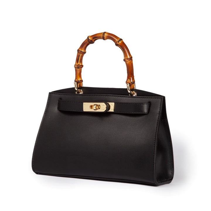 Roberta Gandolfi Lola small borsa in pelle con manico in vero legno di bambù e tracolla staccabile Offerte
