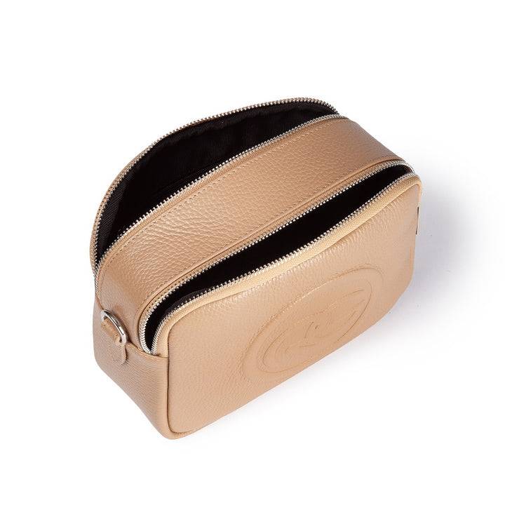 Roberta Gandolfi Roberta Pelle camera e crossbody in pelle con doppio scomparto e tracolla staccabile Vendita Calda