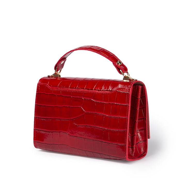 Roberta Gandolfi Nicole cocco compact crossbody borsa in pelle stampa cocco con tramezza interna e tasca esterna con tracolla staccabile e regolabile Vendita Economica