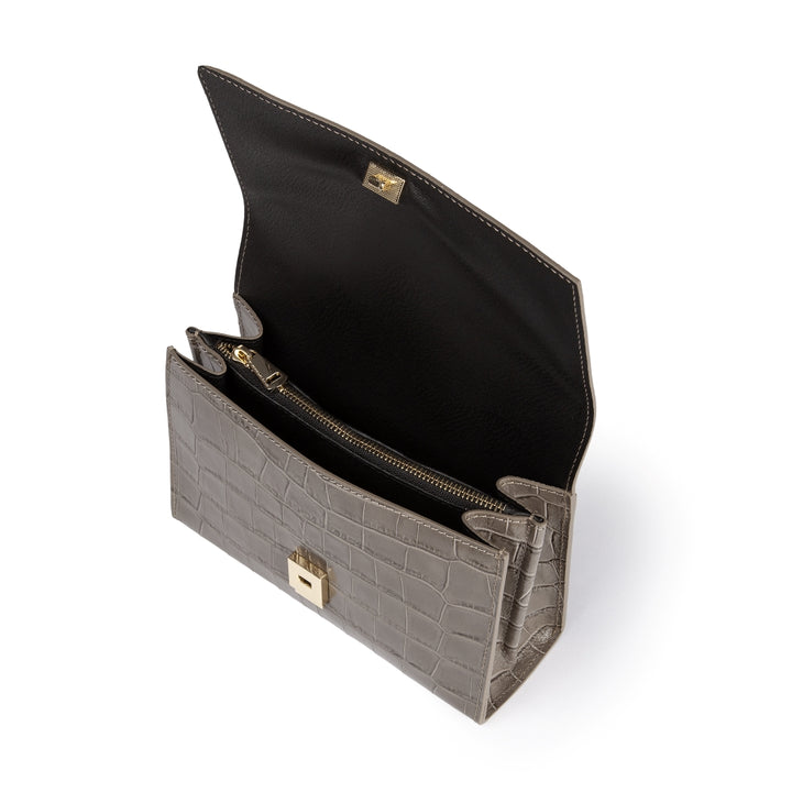 Roberta Gandolfi Nicole cocco compact crossbody borsa in pelle stampa cocco con tramezza interna e tasca esterna con tracolla staccabile e regolabile Saldi Di Fabbrica
