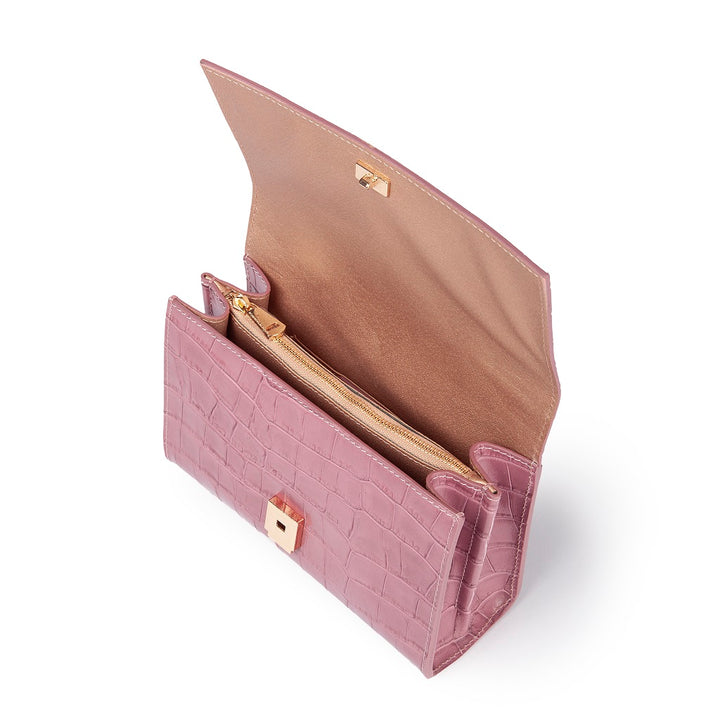 Roberta Gandolfi Nicole cocco compact crossbody borsa in pelle stampa cocco con tramezza interna e tasca esterna con tracolla staccabile e regolabile I Più Venduti