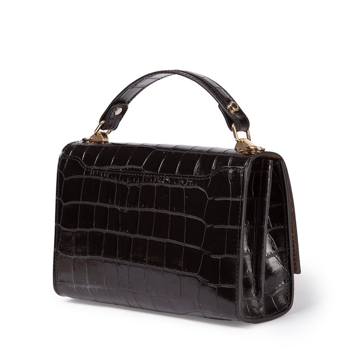 Roberta Gandolfi Nicole cocco compact crossbody borsa in pelle stampa cocco con tramezza interna e tasca esterna con tracolla staccabile e regolabile Vendite Flash