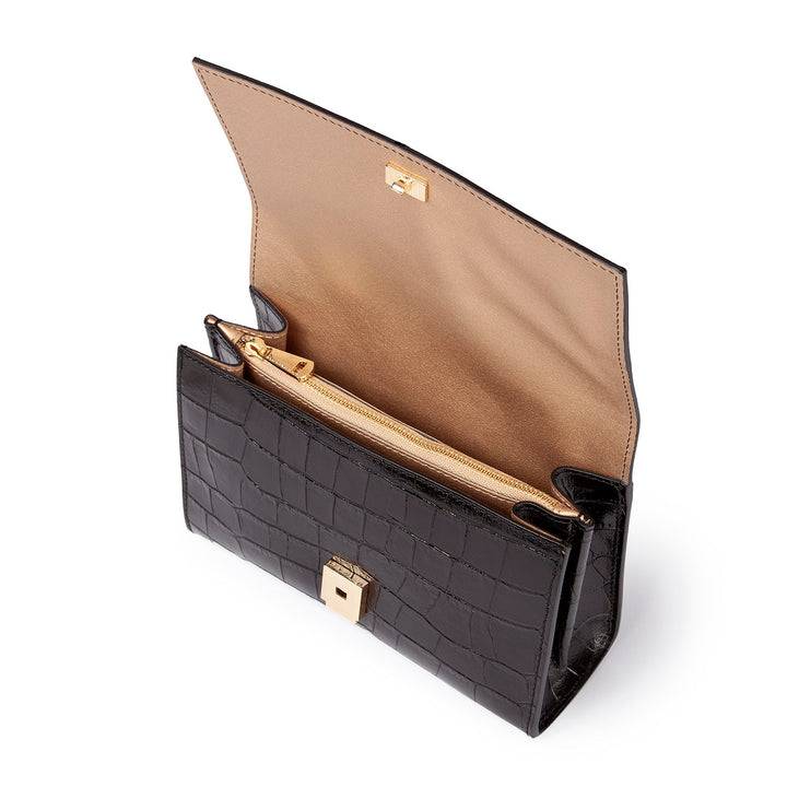 Roberta Gandolfi Nicole cocco compact crossbody borsa in pelle stampa cocco con tramezza interna e tasca esterna con tracolla staccabile e regolabile Vendite Flash