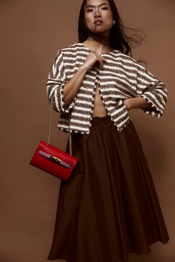 Roberta Gandolfi Chiara tracollina crossbody con chiusura girello e tracolla in catena In Linea