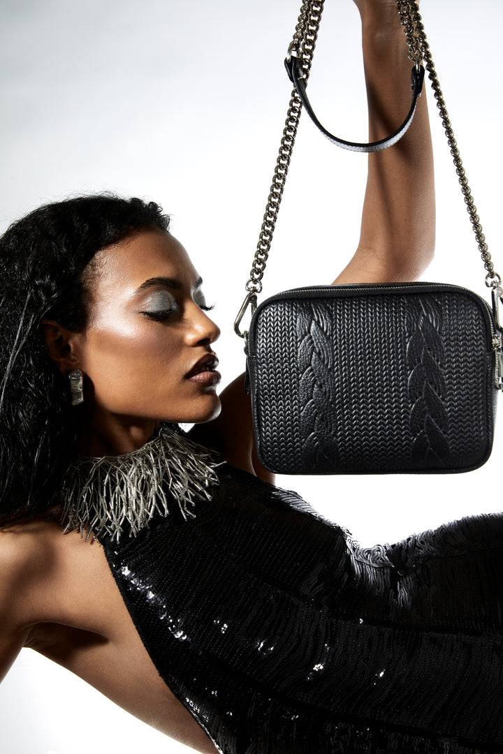 Roberta Gandolfi Camera Treccia borsa a spalla e crossbody in pelle stampata con tracolla catena Soddisfazione Garantita