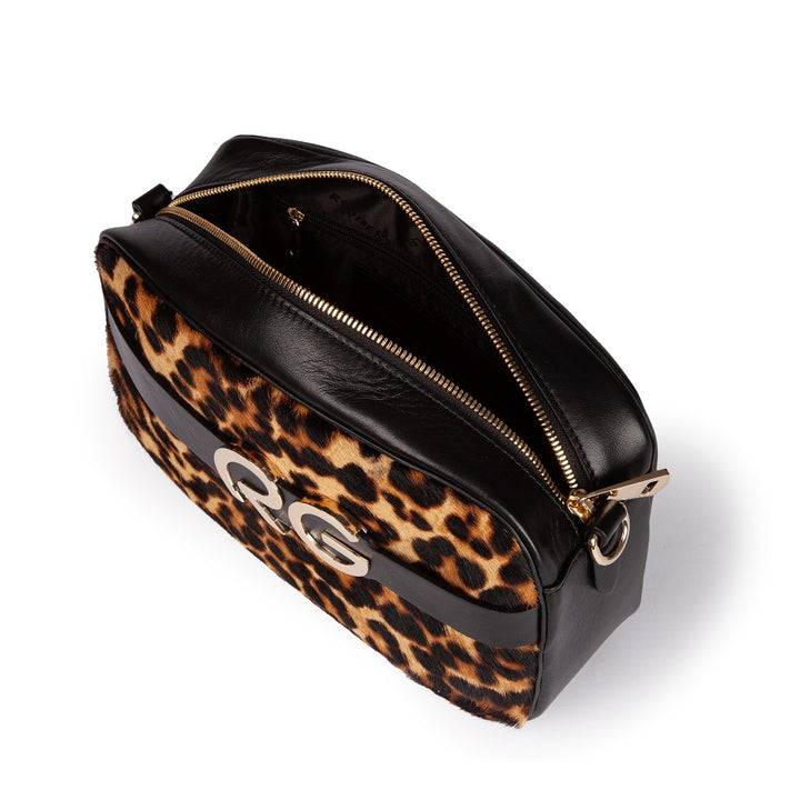 Roberta Gandolfi Dafne pony camera in pelle stampa animalier con tracolla staccabile Promozione Limitata