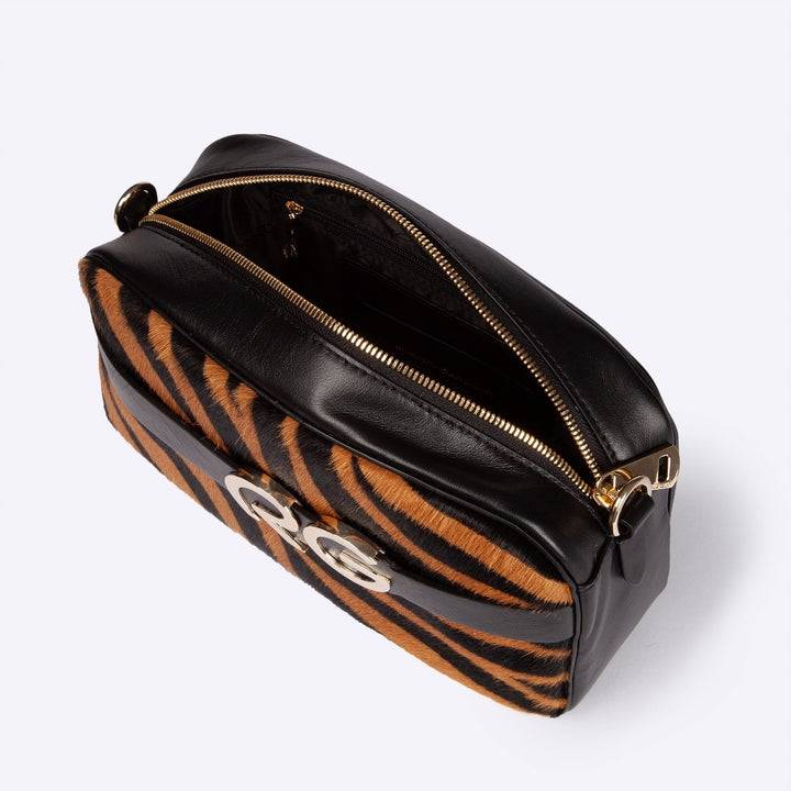 Roberta Gandolfi Dafne pony camera in pelle stampa animalier con tracolla staccabile Fino Al -60%