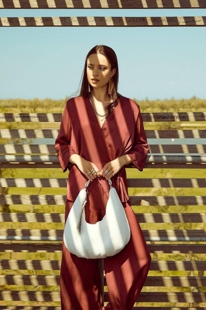 Roberta Gandolfi Beatrice Hobo medium in raffia e finiture in pelle con dettaglio animalier e tracolla staccabile Presa