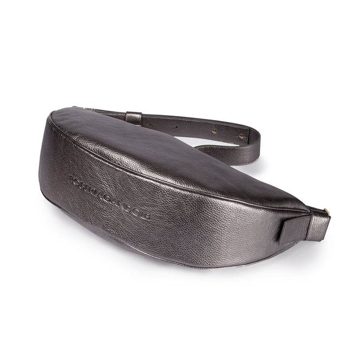 Roberta Gandolfi Micol Banana cross body in vitello martellato metal con tracolla regolabile Saldi Di Fabbrica