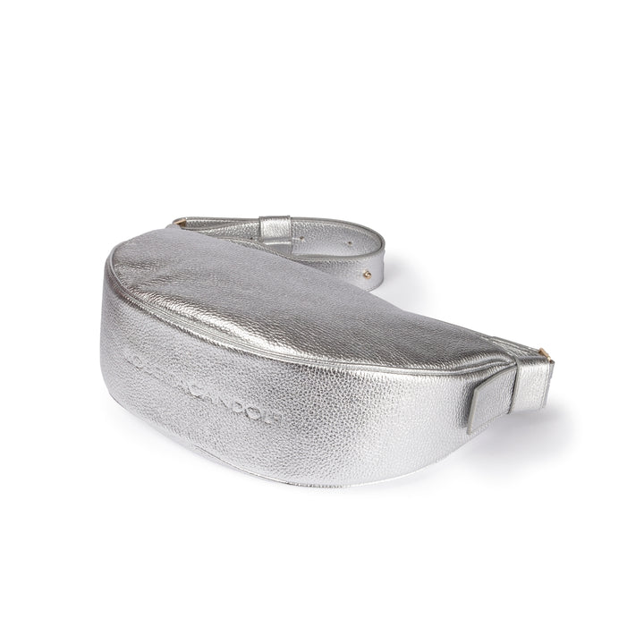 Roberta Gandolfi Micol Banana small cross body in vitello martellato metal con tracolla regolabile Nuova