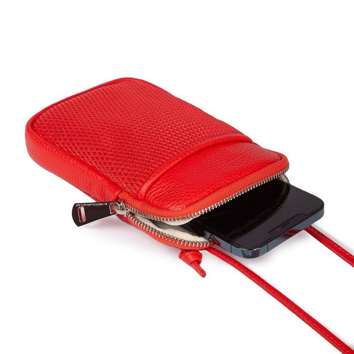 Roberta Gandolfi Yuma Phone holder in pelle di vitello con tracolla staccabile e regolabile e tasca esterna Soddisfazione Garantita