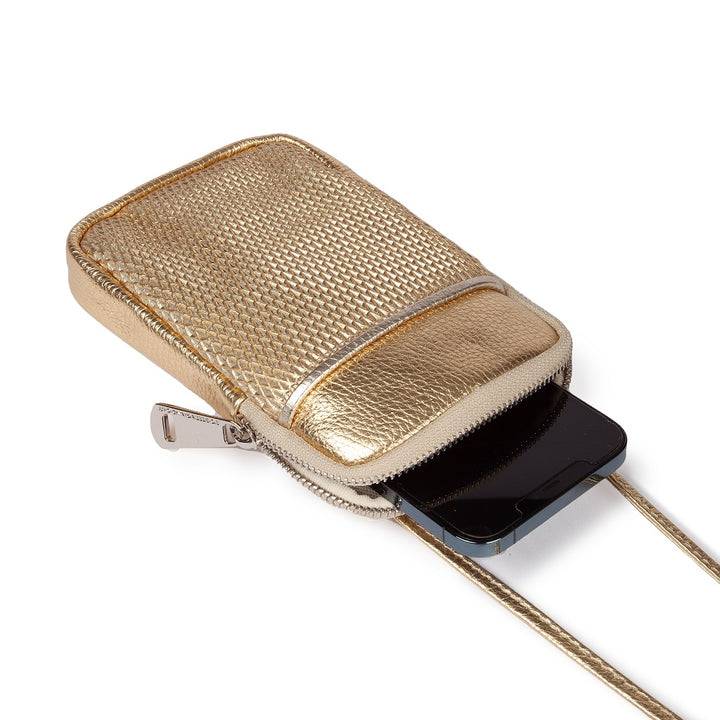 Roberta Gandolfi Yuma Phone holder in pelle di vitello con tracolla staccabile e regolabile e tasca esterna Acquista Ora