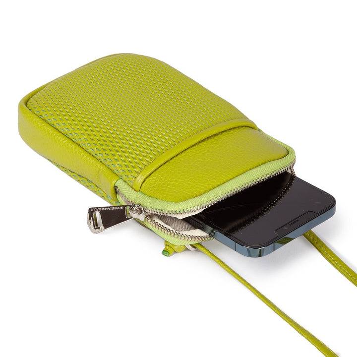 Roberta Gandolfi Yuma Phone holder in pelle di vitello con tracolla staccabile e regolabile e tasca esterna Consegna Veloce