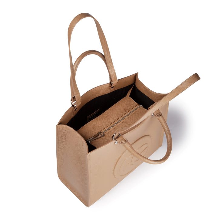 Roberta Gandolfi Roberta Pelle medium Borsa a mano in pelle con doppi spallacci per essere portata a spalla e tramezza Nuova