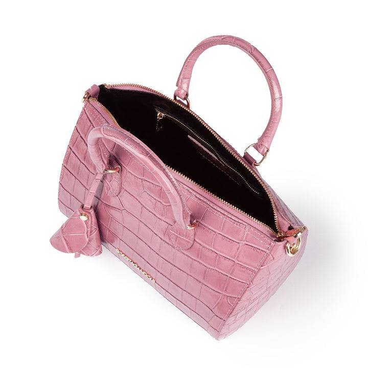 Roberta Gandolfi Nicole Cocco bowling in pelle lucida stampa cocco con tracolla staccabile e regolabile Promozione Limitata