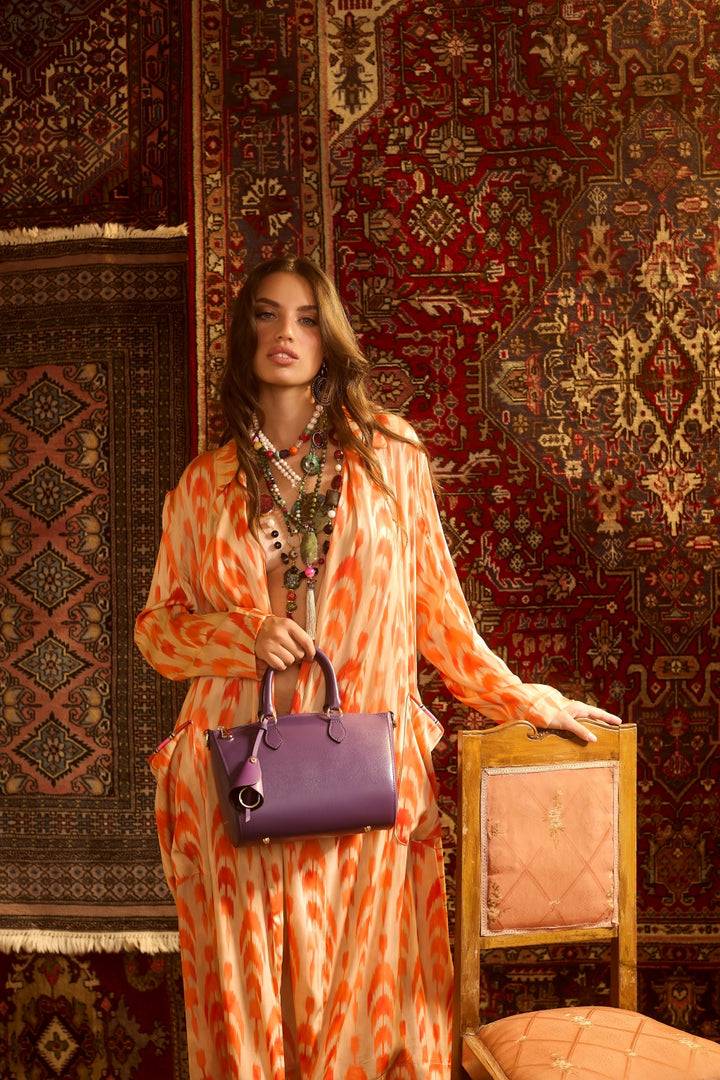 Roberta Gandolfi Nicole bowling in pelle stampa "light saffiano" con tracolla staccabile e regolabile Fino Al -60%