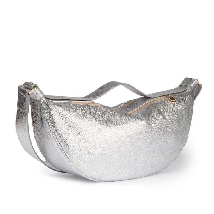 Roberta Gandolfi Micol Banana cross body in vitello martellato metal con tracolla regolabile Outlet