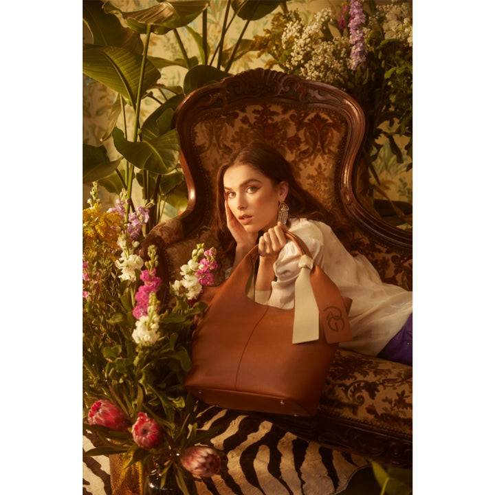 Roberta Gandolfi Maia Tote borsa hobo in pelle martellata Nuova