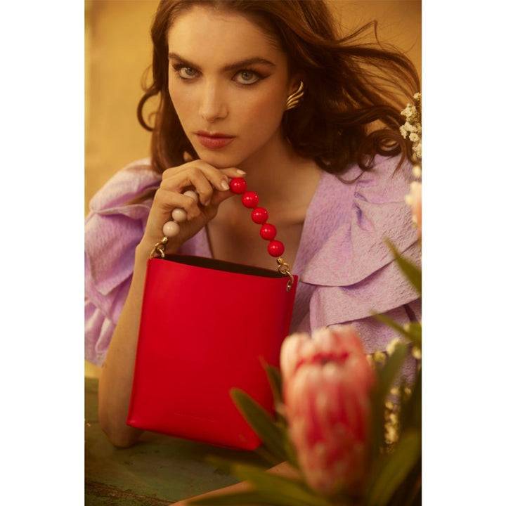 Roberta Gandolfi Zoe mini bag in pelle bicolor e manico gioiello 2025