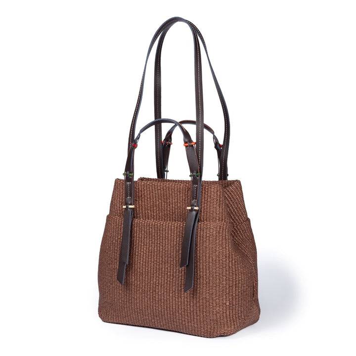 Roberta Gandolfi Fernanda Tote in rafia con finiture in pelle di vitello a doppia portabilità mano o shopping Promozione