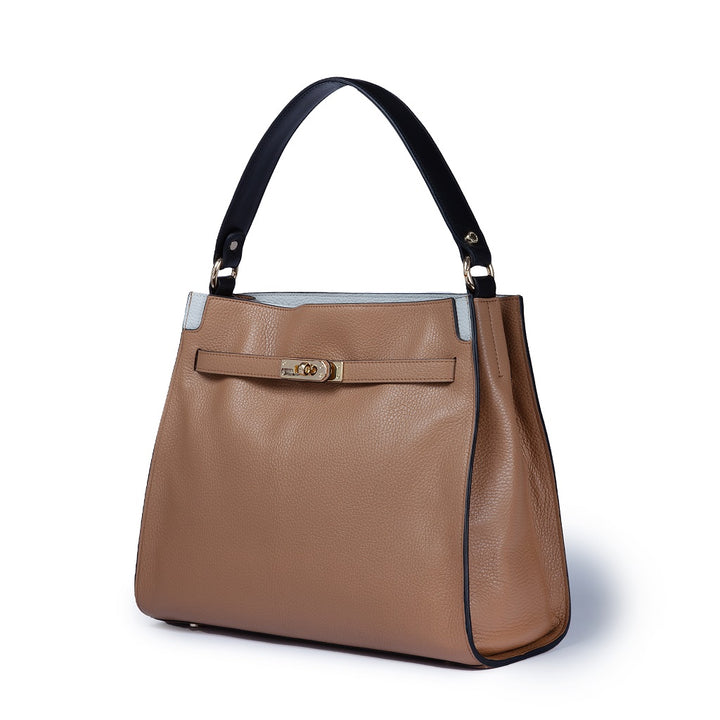 Roberta Gandolfi Frida Satchel in pelle martellata con tracolla logata in tessuto regolabile Shopping Online