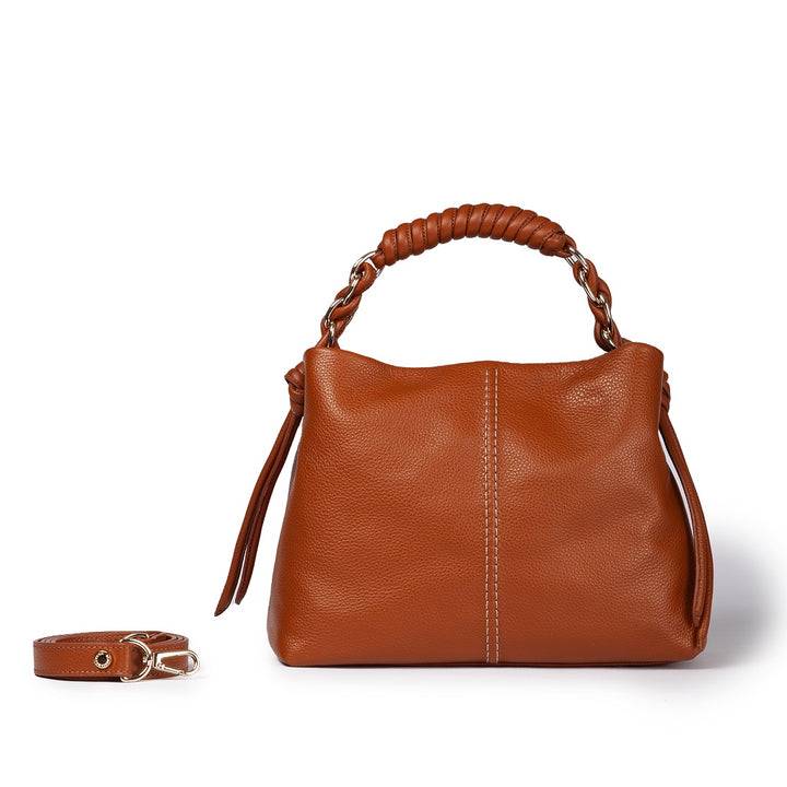 Roberta Gandolfi Amina small borsa a mano in pelle con manico tubolare fasciato e tracolla staccabile