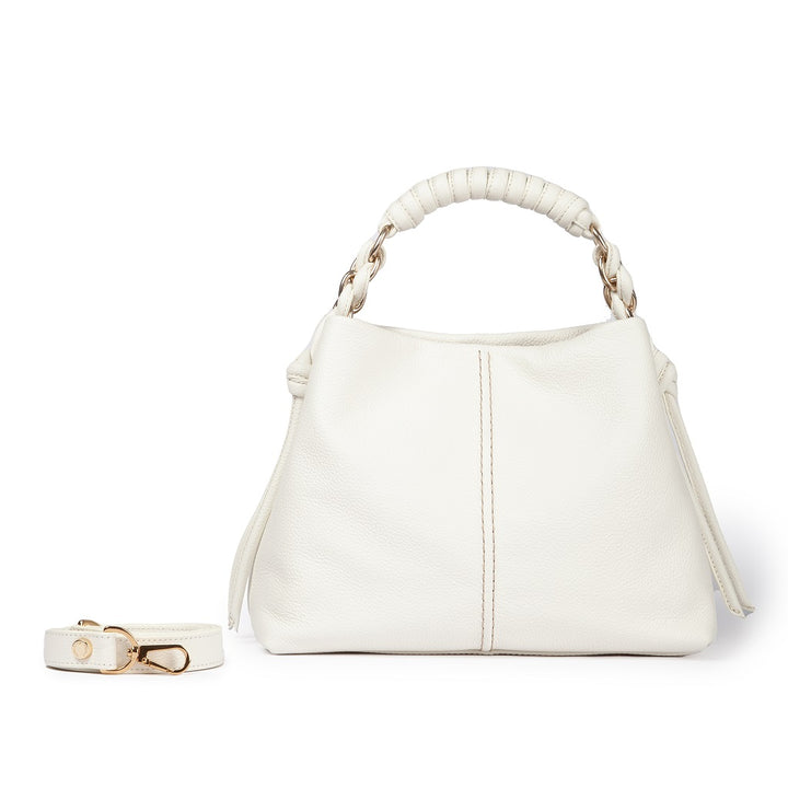 Roberta Gandolfi Amina small borsa a mano in pelle con manico tubolare fasciato e tracolla staccabile