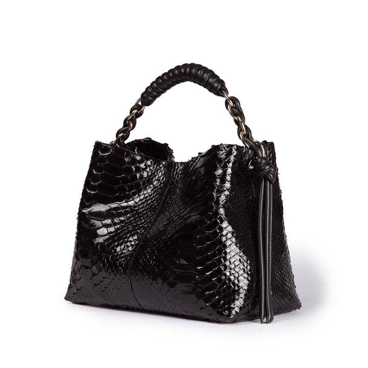 Roberta Gandolfi Amina Pitone small borsa a mano in pitone con finiture in pelle manico tubolare fasciato e tracolla staccabile Soddisfazione Garantita