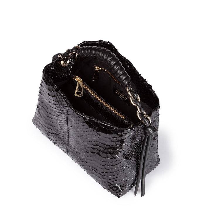 Roberta Gandolfi Amina Pitone small borsa a mano in pitone con finiture in pelle manico tubolare fasciato e tracolla staccabile Soddisfazione Garantita