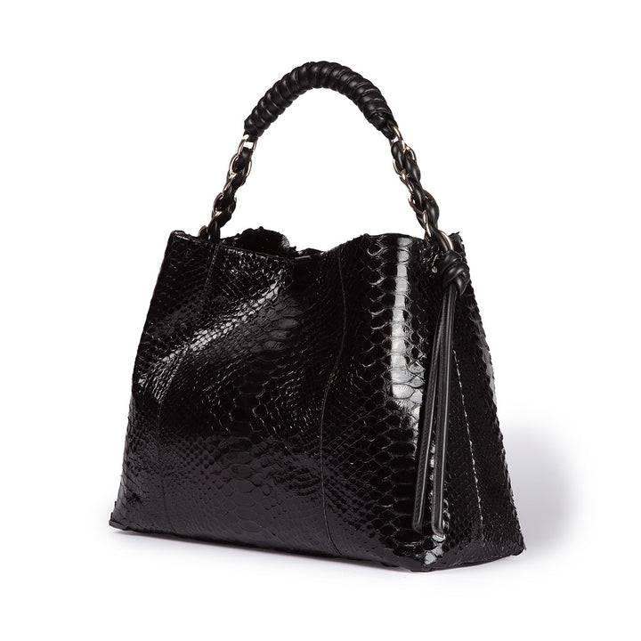 Roberta Gandolfi Amina Pitone large borsa a mano in pitone e finiture in pelle di vitello con manico tubolare fasciato e tracolla staccabile Qualità Garantita