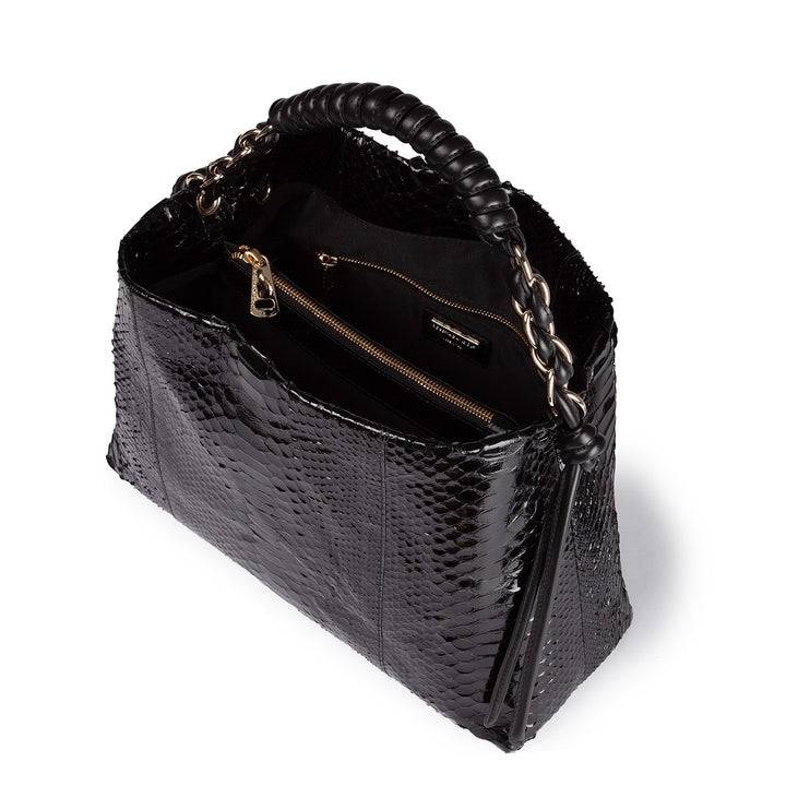Roberta Gandolfi Amina Pitone large borsa a mano in pitone e finiture in pelle di vitello con manico tubolare fasciato e tracolla staccabile Qualità Garantita