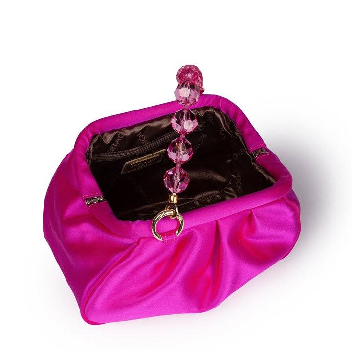 Roberta Gandolfi Sirenetta Puffy mini bag in raso di seta e manico gioiello In Vendita
