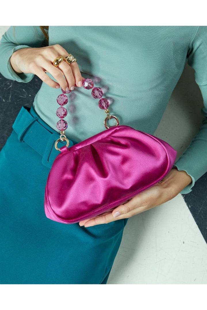 Roberta Gandolfi Sirenetta Puffy mini bag in raso di seta e manico gioiello In Vendita