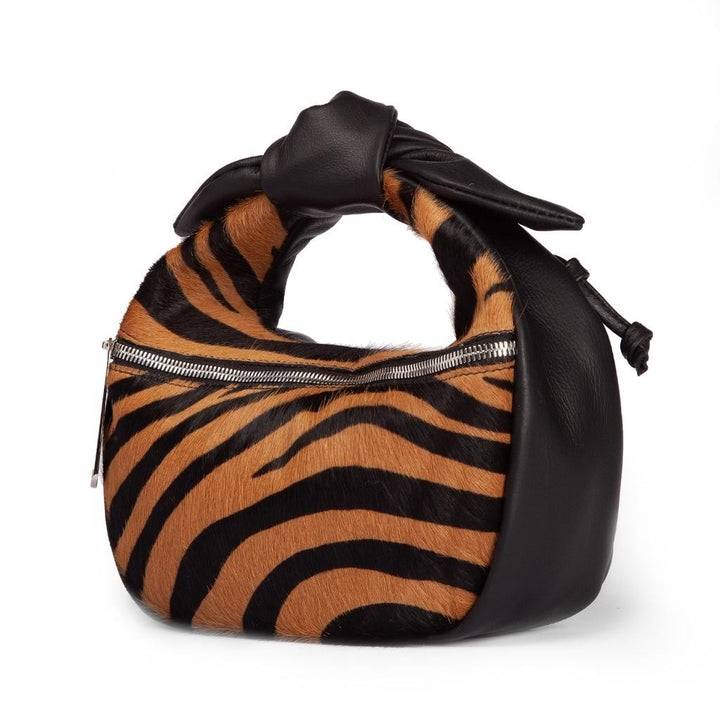 Roberta Gandolfi Bunny Pony mini bag in pony stampa animalier e finiture in pelle di vitello con tracolla staccabile Nuova
